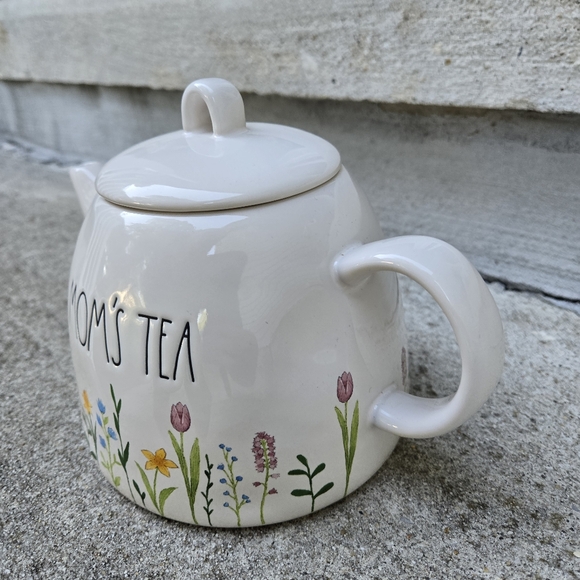 Rae Dunn "MOM'S TEA" By Magenta Floral Teapot Artisan Collection Gift - Picture 5 of 16